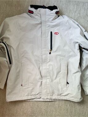 GORE-TEX White Ski Jacket with Red Trim